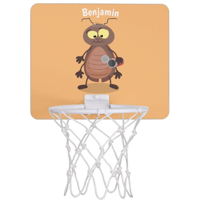 Funny cute cockroach cartoon character mini basketball hoop (Front)