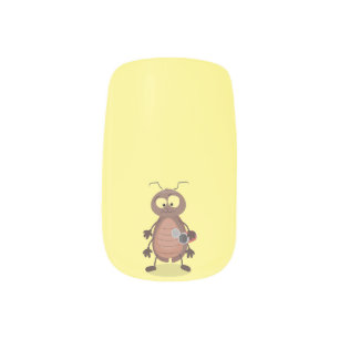 Funny cute cockroach cartoon character minx nail art