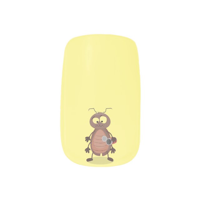 Funny cute cockroach cartoon character minx nail art (Left Thumb)
