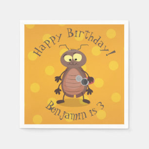 Funny cute cockroach cartoon character napkins