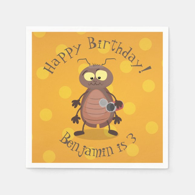 Funny cute cockroach cartoon character napkins (Front)