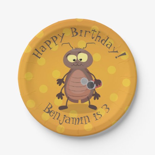 Funny cute cockroach cartoon character paper plates