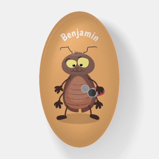 Funny cute cockroach cartoon character paperweight (Vertical)