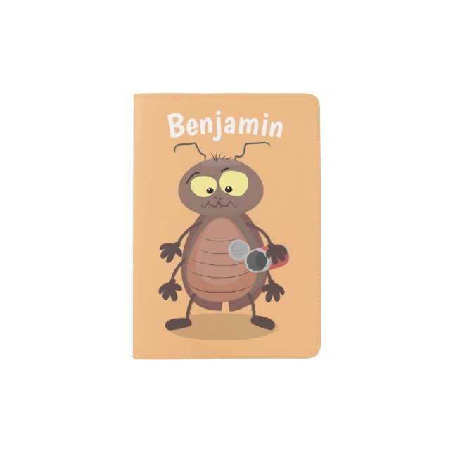 Funny cute cockroach cartoon character passport holder (Front)