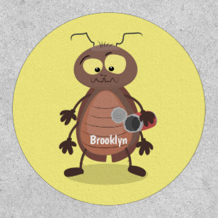 Funny cute cockroach cartoon character patch