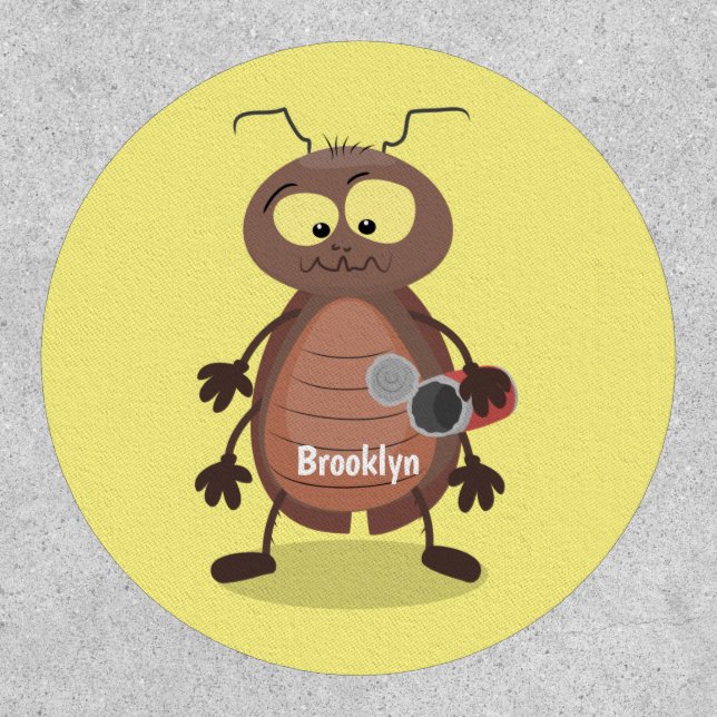 Funny cute cockroach cartoon character patch (Front)