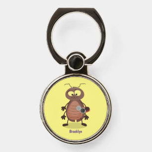 Funny cute cockroach cartoon character phone ring stand