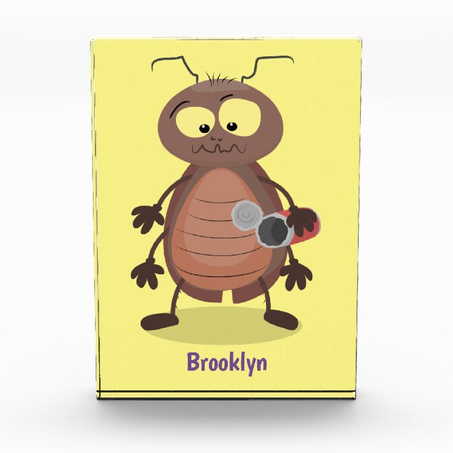 Funny cute cockroach cartoon character photo block (Front)