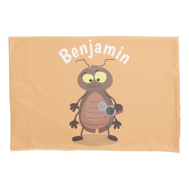 Funny cute cockroach cartoon character pillow case (Front)