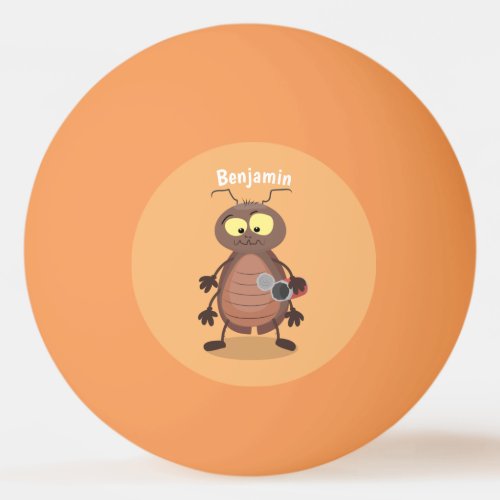 Funny cute cockroach cartoon character ping pong ball