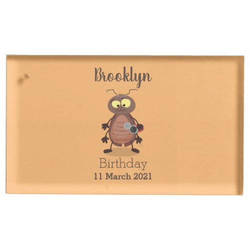 Funny cute cockroach cartoon character place card holder
