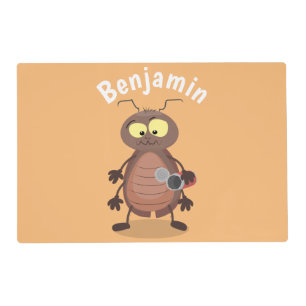Funny cute cockroach cartoon character placemat