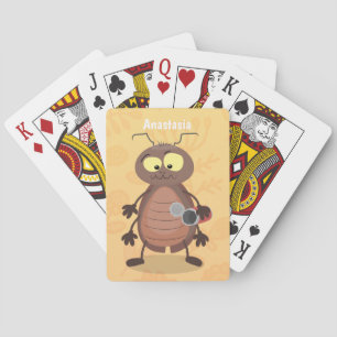 Funny cute cockroach cartoon character poker cards