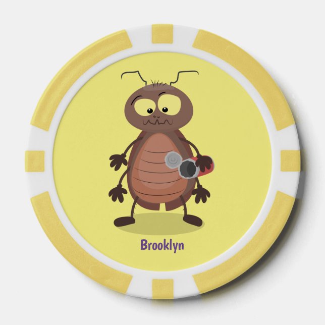 Funny cute cockroach cartoon character poker chips (Front)