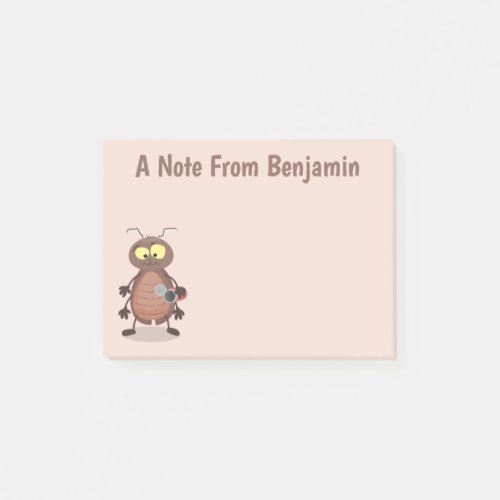 Funny cute cockroach cartoon character post_it notes