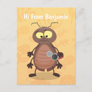 Funny cute cockroach cartoon character postcard