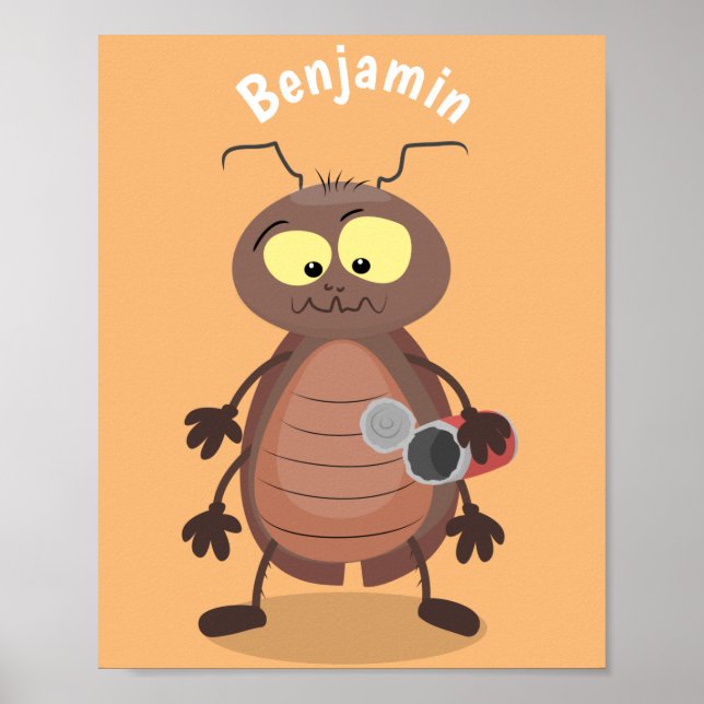 Funny cute cockroach cartoon character poster (Front)