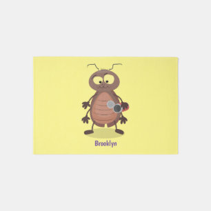 Funny cute cockroach cartoon character rug