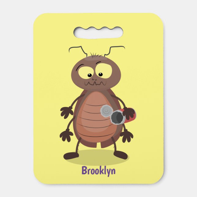 Funny cute cockroach cartoon character seat cushion (Front Vertical)