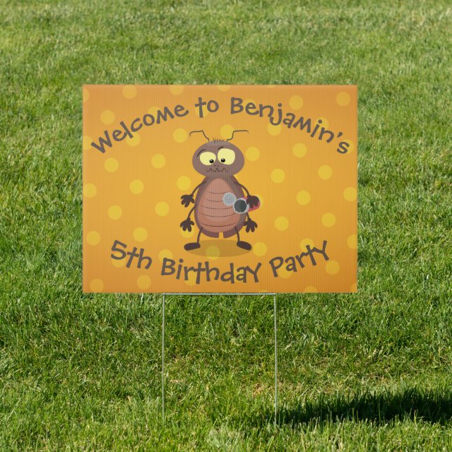 Funny cute cockroach cartoon character sign (Insitu)