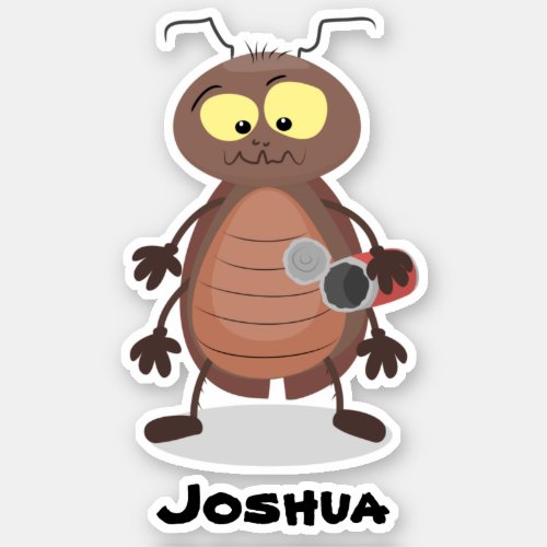 Funny cute cockroach cartoon character sticker