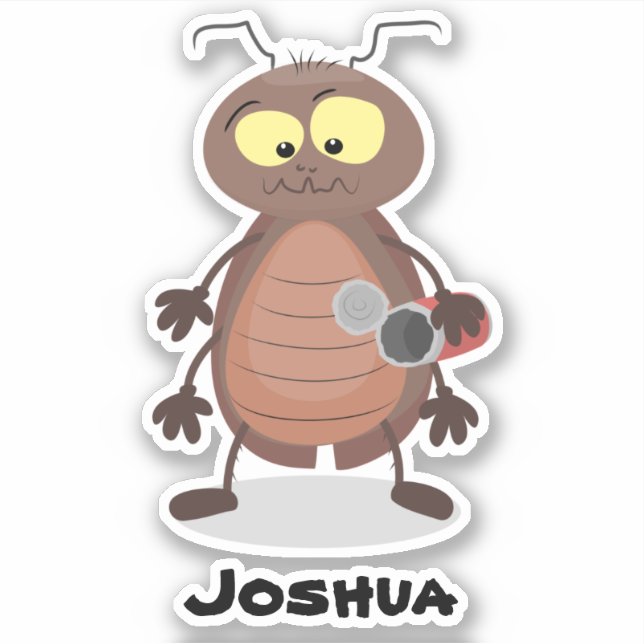 Funny cute cockroach cartoon character sticker (Front)