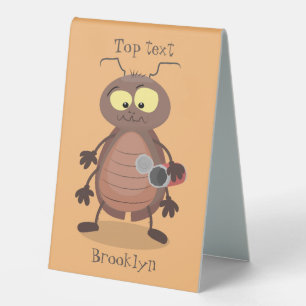 Funny cute cockroach cartoon character table tent