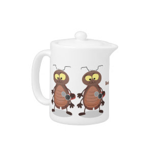 Funny cute cockroach cartoon character teapot
