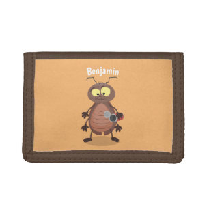 Funny cute cockroach cartoon character tri-fold wallet