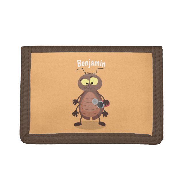 Funny cute cockroach cartoon character trifold wallet (Front)