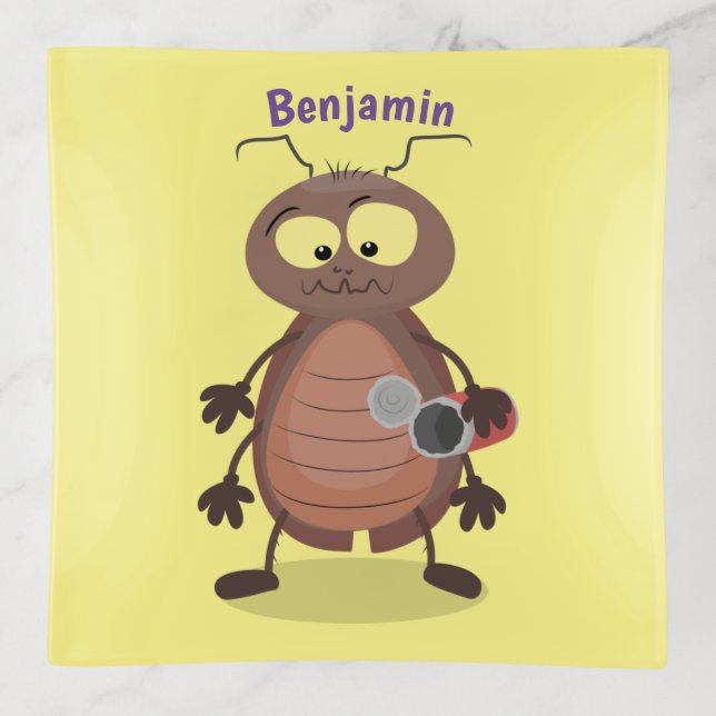 Funny cute cockroach cartoon character trinket tray (Front)