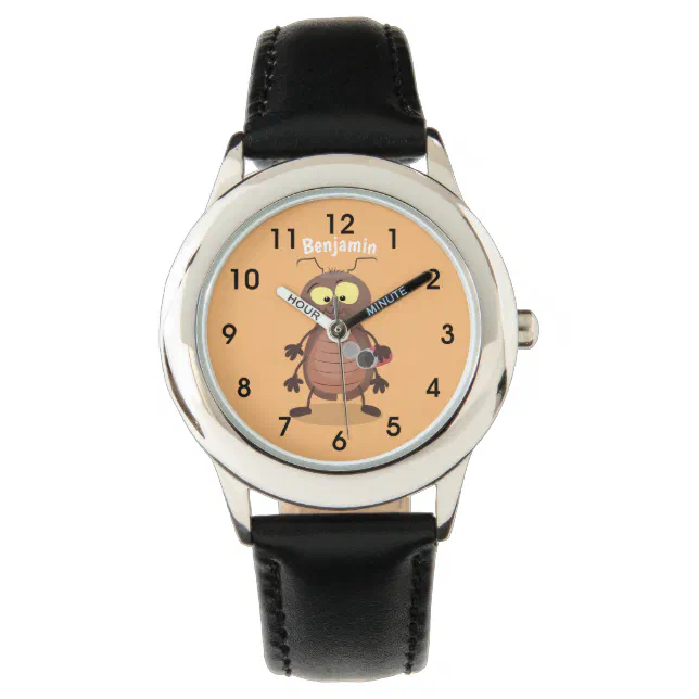 Funny cute cockroach cartoon character watch | Zazzle display picture 3
