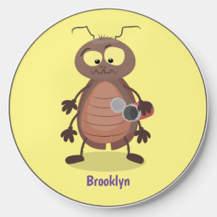 Funny cute cockroach cartoon character wireless charger