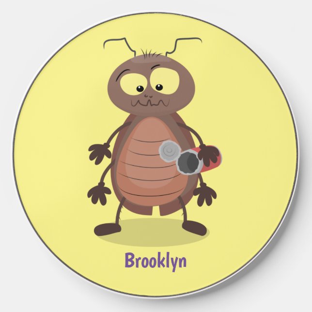 Funny cute cockroach cartoon character wireless charger  (Front)