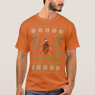 Funny Cute Cockroach Christmas Light Pajama T-Shirt