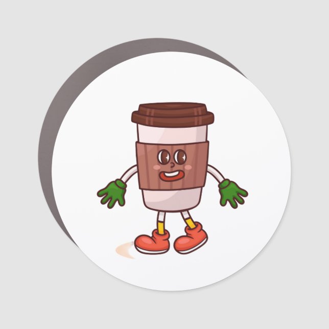 Funny Cute Coffee Car Magnet (Front)