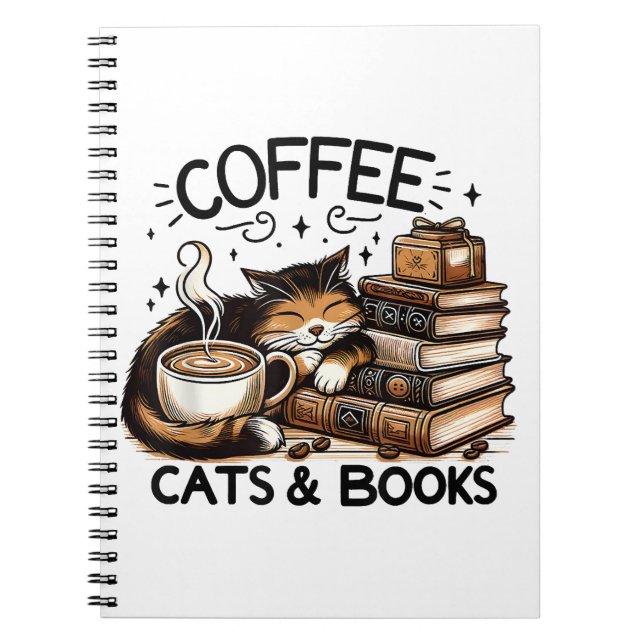 Funny Cute Coffee Cats Books Lover Gift Idea Women (Front)