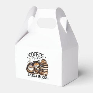 Funny Cute Coffee Cats Books Lover Gift Idea Women Favor Boxes