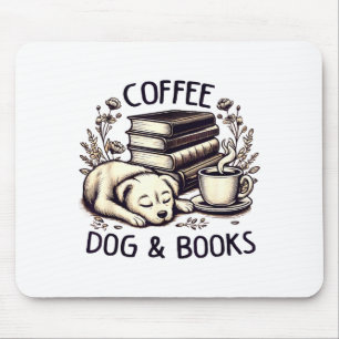 Funny Cute Coffee Dog Books Lover Women Men Kids  Mouse Pad