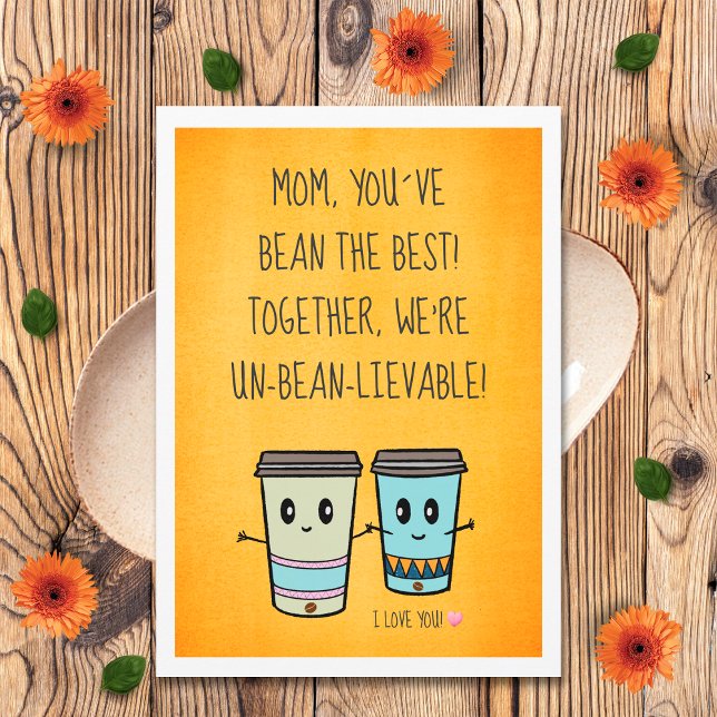 Funny Cute Coffee Kawaii Best Mom Ever Mothers Day Card (Creator Uploaded)
