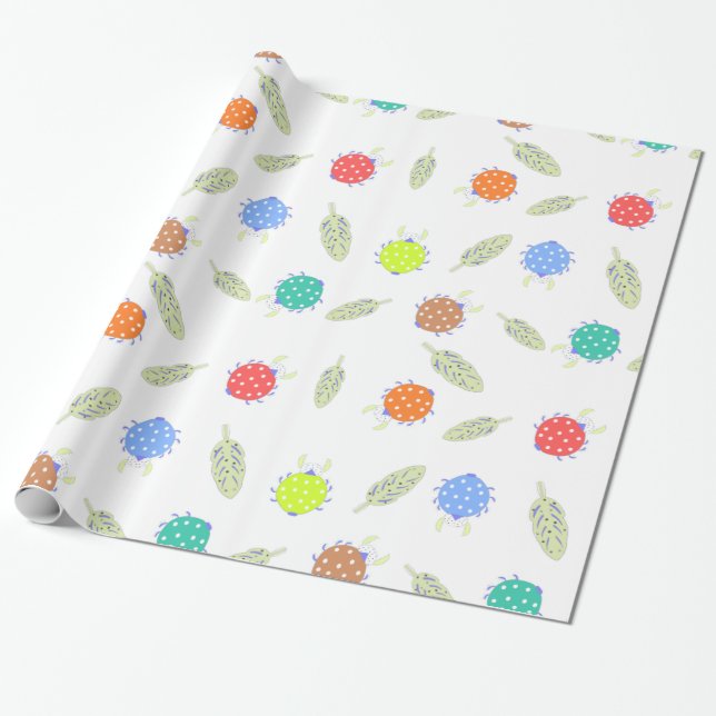 Funny cute colorful bug seamless pattern wrapping paper (Unrolled)