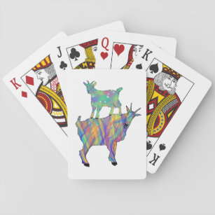 Funny Cute Colorful Psychedelic Rainbow Goat Art Playing Cards