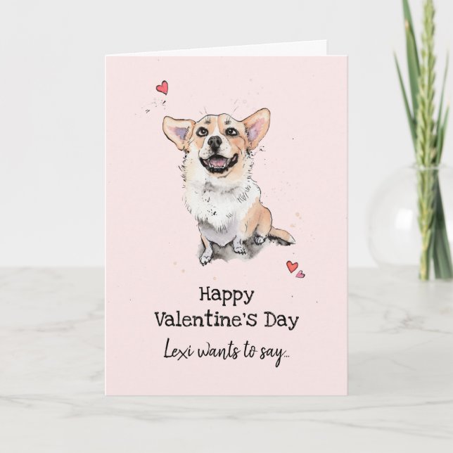 Funny Cute Corgi dog Valentine’s day I love U Card (Front)