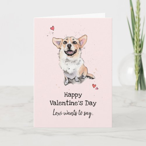 Funny Cute Corgi dog Valentines day I love U Card