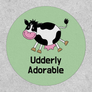 Funny Cute Cow Pun Cartoon Design Patch