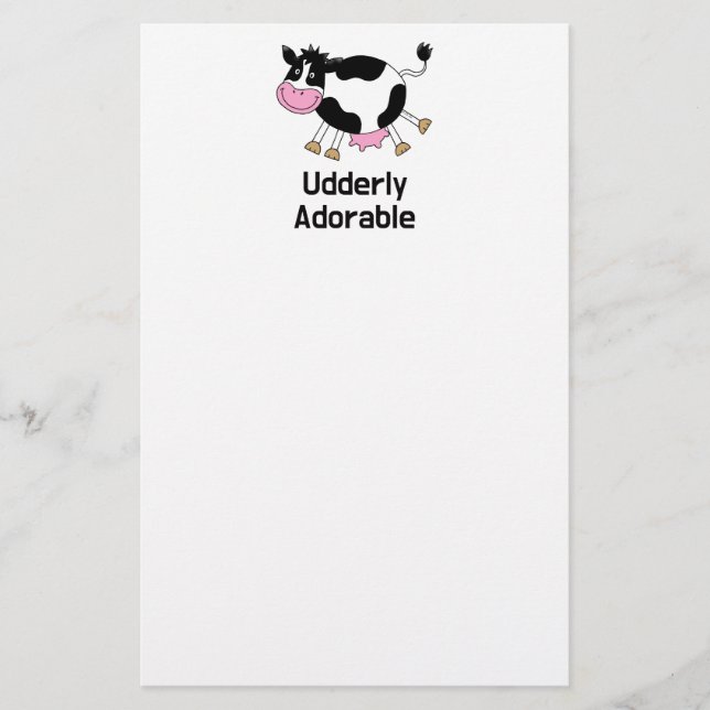Funny Cute Cow Pun Cartoon Design Stationery (Front)