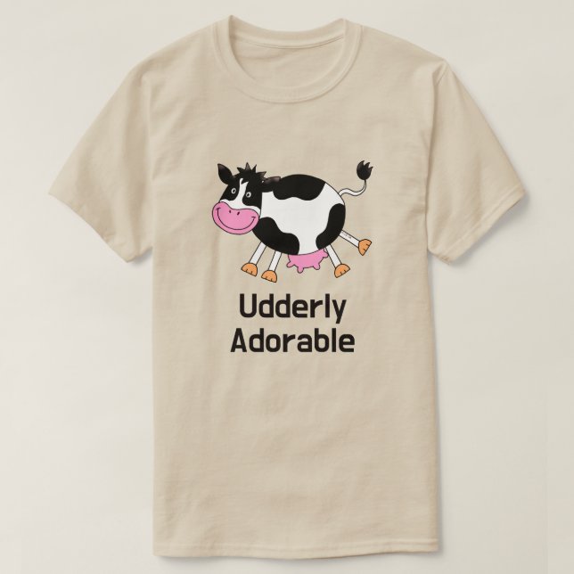 Funny Cute Cow Pun Cartoon Design T-Shirt (Design Front)