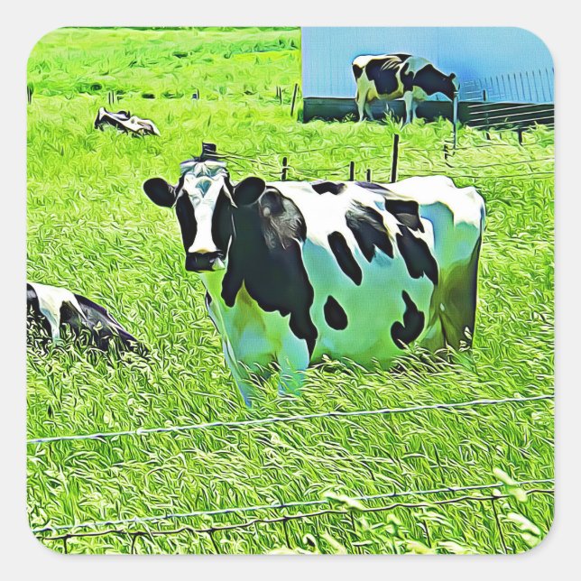 Funny Cute Cows on Farm Barn Stickers (Front)