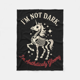 Funny Cute Creepy Unicorn Skeleton Dark Humor Goth Fleece Blanket