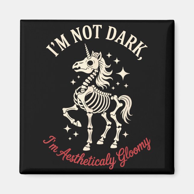 Funny Cute Creepy Unicorn Skeleton Dark Humor Goth Magnet (Front)